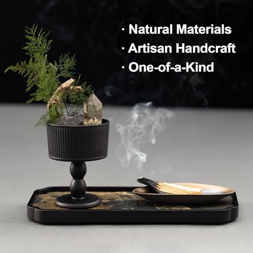 Zen Heal Tabletop Ritual Set – Goblet with Citrine, Preserved Fern & Dehua Gold-Glazed Teacup, Bamboo Tray & Palo Santo | Meditation Décor, Feng Shui Crystal Gift Box for Home or Office - style: Zen Heal