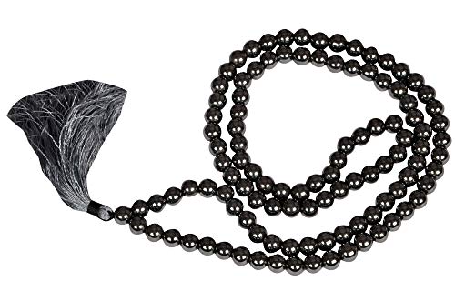 GEMSCITE Japa Mala 108 Prayer Beads Perfect for Meditation Spiritual Mala Necklace & Wrist Mala Bracelet - color: Hematite, size: Without Knots