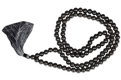 GEMSCITE Japa Mala 108 Prayer Beads Perfect for Meditation Spiritual Mala Necklace & Wrist Mala Bracelet - color: Hematite, size: Without Knots