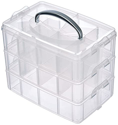 Rayher storage box with carrying handle storage box with 17 compartments 23.1 x 15.6 x 18.5cm transparent