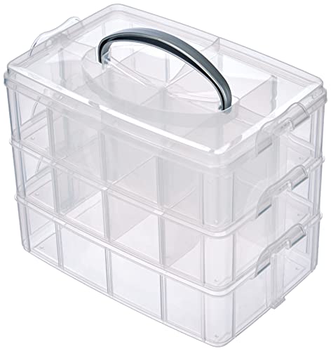 Rayher storage box with carrying handle storage box with 17 compartments 23.1 x 15.6 x 18.5cm transparent