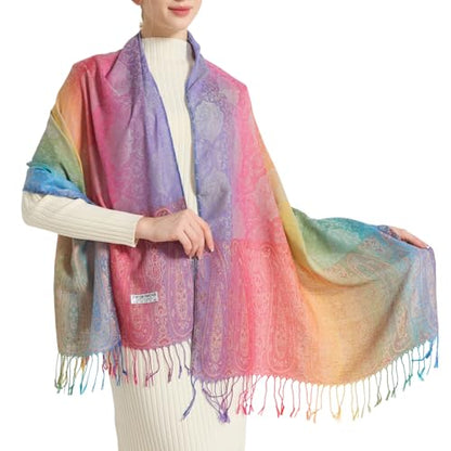 Rave Pashmina Scarf, Fashion Colorful Shawls and Wraps Soft Festival Scarves - color: A-gery