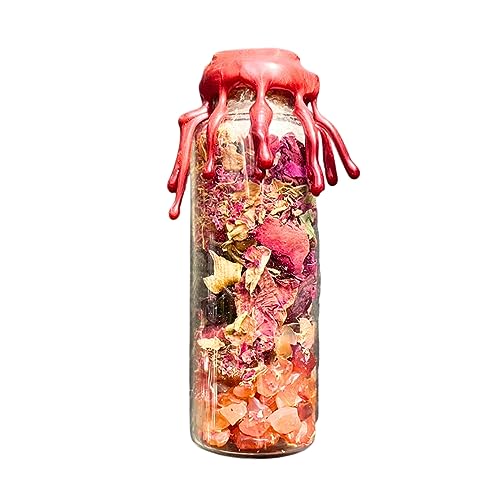 BlkGrlMagick Handcrafted Pocket Love Spell Jar, Moon Charged Real Crystals, Homegrown Herbs for Romance, Ex, Lover, Marriage, Soulmate Manifestation, Sealed Spelled Wax, for Home, Office, Purse - size: Love Spell