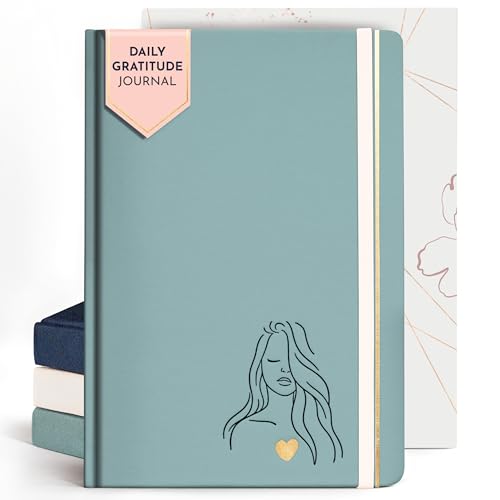 Premium Gratitude Journal for Women – 6 Month Guided Daily Prompts – Hardcover, 249 Pages, Lay Flat, 100gsm Paper, Gift Boxed – Affirmation, Self Care Gifts for Women, Mindfulness, Wellness - color: Gratitude - Green