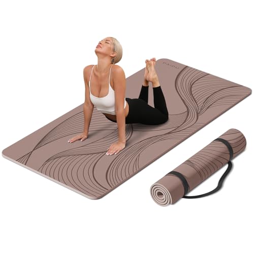 PAIDU Large Yoga Mat-72’x36’x0.4’ Extra Width ＆ Thick,Comfortable,Non-Slip Exercise Mat-Works Great on All Floor for Stretching,Yoga Studio,Gym or Home Workouts - color: Brown