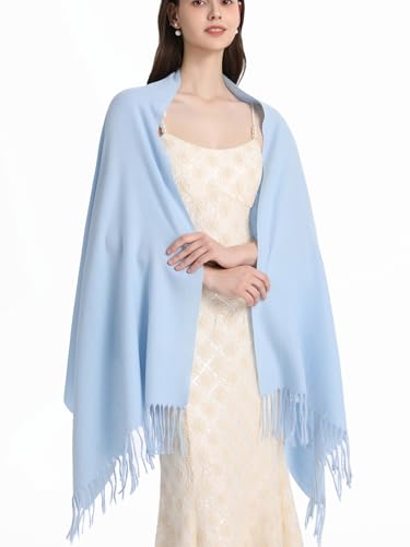 Pashmina Shawl and Wraps for Evening Dresses Resemble Cashmere Scarf for Women Wedding Winter Warm Shawls - color: Light Blue
