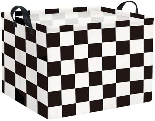 Rectangular Car Basket for Boys Checkered Basket Kids Baby Storage Bin Toy Organizer Box Car Room Decor(Racing Flag) - color: Racing Flag