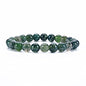 Cherry Tree Collection Gemstone Beaded Stretch Bracelet 8mm Round Beads 7" - color: Moss Agate