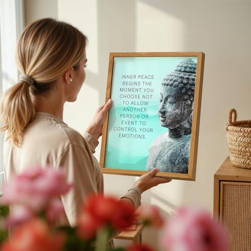 Buddha Art 11x14 FRAMED - Inspirational Meditation Spa, Yoga, Meditation Room Decor - Motivational Quotes Zen Wall Art - spiritual New Age Gifts for Women, Blue Positive Quotes, Motivation Inspiration - size: 11"L x 14"W, style: Framed