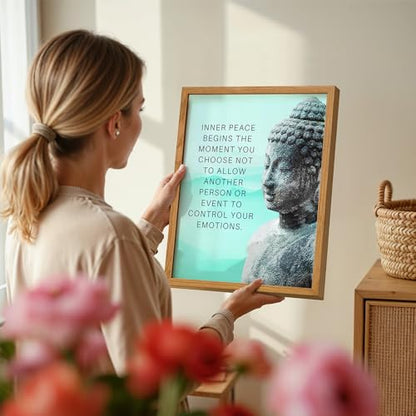 Buddha Art 11x14 FRAMED - Inspirational Meditation Spa, Yoga, Meditation Room Decor - Motivational Quotes Zen Wall Art - spiritual New Age Gifts for Women, Blue Positive Quotes, Motivation Inspiration - size: 11"L x 14"W, style: Framed