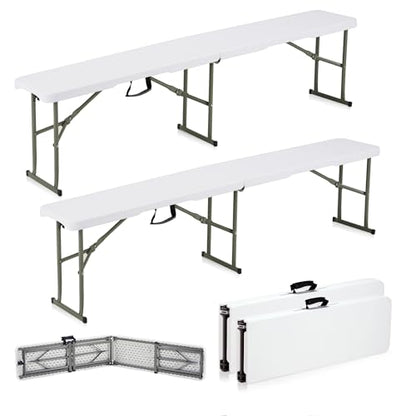 6ft Plastic Folding Bench with Carrying Handle & Lock, Portable Outdoor Bench in Garden Picnic Camping Dining Party Seat, Waterproof Bench for Soccer Activities, Firm and Durable (2Pack C) - size: 2Pack C