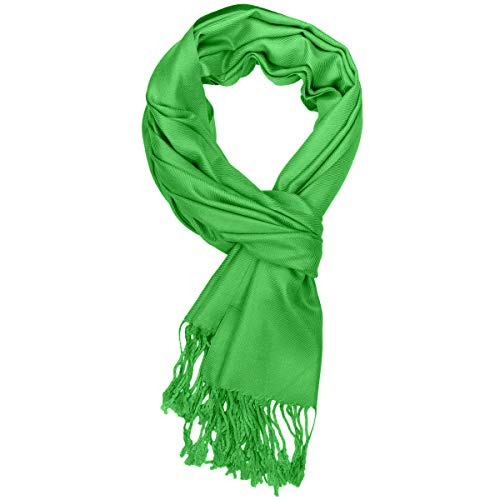Falari Women's Soft Solid Color Pashmina Shawl Wrap Scarf, for Wedding, Bridesmaid Gifts, Evening Dress - color: Spring Apple Green