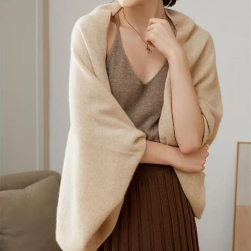 WaJuemy Shrug Sweater Shawl Wraps for Women Soft Cashmere Ponchos Sweater Cardigan Casual Open Front Top Cape Shawls - color: 13 Camel