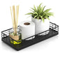 Toilet Paper Basket, 13 Inch Oak and Iron Tank Tray Top of Toilet Storage Toiletries Organizer for Bathroom, Living Room and Kitchen (Black) - color: Black