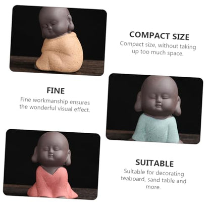 MAGICLULU 4Pcs Zen Monk Figurine Decoration Ceramic Desktop Ornament for Tea Tray Calming Aesthetic for Home Office and Garden Decor