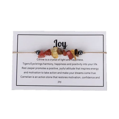 tenghong2021 Chakra Crystal Beaded Bracelet with Wish Card Adjustable Spiritual Anxiety Stone Beads Braide String Bracelet Yoga Meditation for Women Men Jewelry Birthday Gifts - style: Joy A