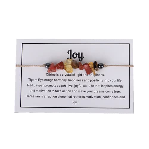 tenghong2021 Chakra Crystal Beaded Bracelet with Wish Card Adjustable Spiritual Anxiety Stone Beads Braide String Bracelet Yoga Meditation for Women Men Jewelry Birthday Gifts - style: Joy A