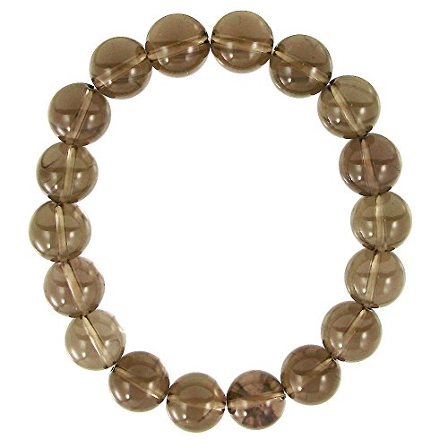 Falari 10mm Natural Semi Precious Gemstone Stretch Bracelet Unisex - color: Smoky Quartz