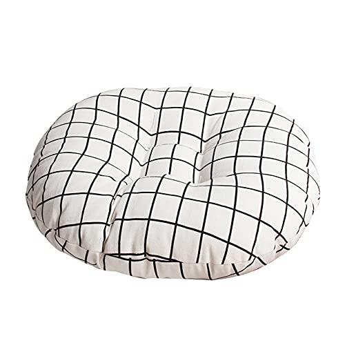 Round Corduroy Floor Pillow Super Soft Breathable Seat Cushion Four Seasons Tatami Meditation Cushion for Indoor Dining Living Room Kitchen-Grey 60cm(24inch)