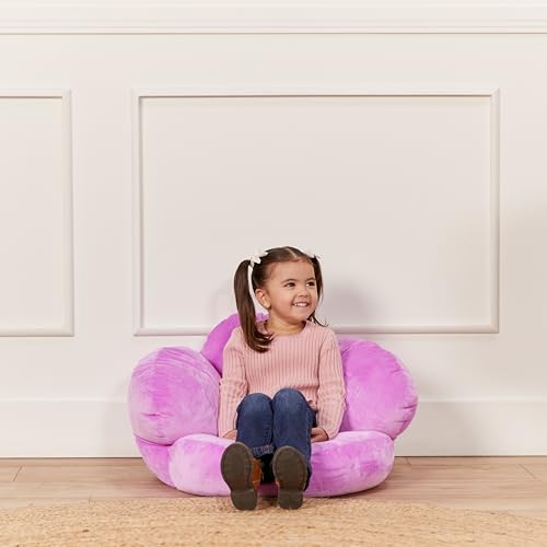 ECR4Kids SoftZone Flower-Shaped Cozy Floor Cushion, 25in, Flexible Seating, Bright Purple