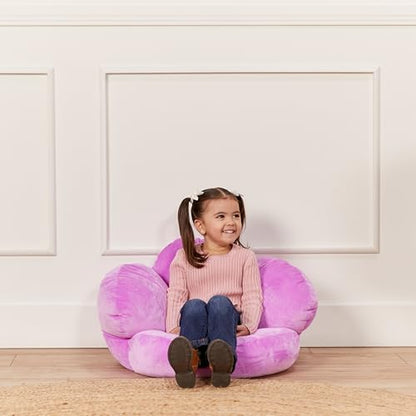 ECR4Kids SoftZone Flower-Shaped Cozy Floor Cushion, 25in, Flexible Seating, Bright Purple