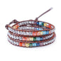 YGLINE Natural Stone Wrap Bracelet for Women Boho Bracelets Healing Crystal Beaded Bracelet Adjustable 3/5 Wraps Bracelet Handmade Birthday Gifts for Women - color: crystal cube-3w