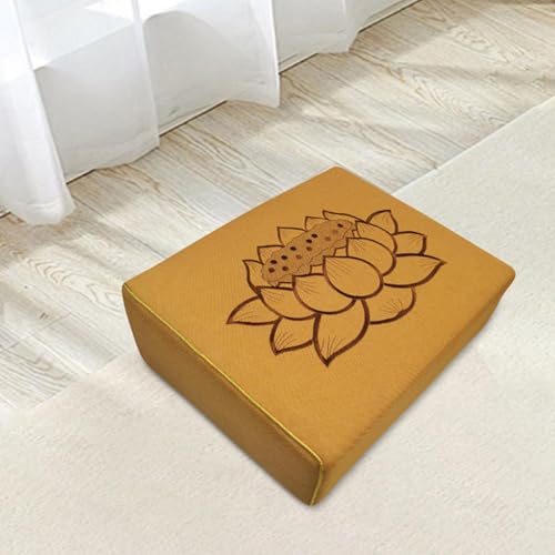 Meditation Pillow with Lotus Design for Yoga and Outdoor Activities, Yellow