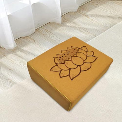 Meditation Pillow with Lotus Design for Yoga and Outdoor Activities, Yellow