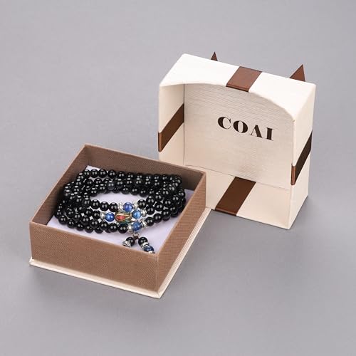 COAI Black Obsidian Stone Bracelet Necklace Mala Beads 108 - style: Kyanite