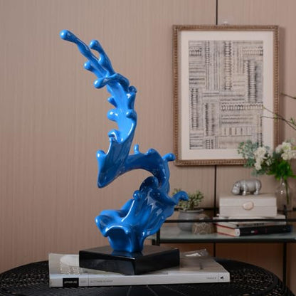 HAUCOZE Modern Sculpture Decor Abstract Sea Wave Figurine Home Art Table Centerpiece Gift for Bedroom Living Room Polyresin 16.1 Inch