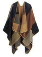 MissShorthair Women's Printed Shawl Wrap Fashionable Open Front Poncho Cape, Gift for Women - color: A-a Brown Black