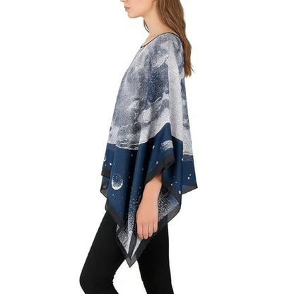 Women's Satin Cover Up Short Poncho Tops Sheer Chiffon Boho Pashmina Shawl Beach Soft Shawl - color: Style3