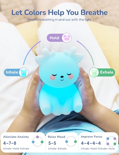 Breathing Pal 'Deedee'- Mindfulness Breathing Light, Guided Visual Meditation Breathing Light, Anxiety Relief Items for Calm Down Corner/Meditation/Sleep for Adult&Kid - size: DeeDee (Deer)