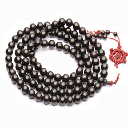 Natural Black Sandalwood 108 Beads Necklace Ebony wooden Meditation Prayer Mala Tibetan Buddhist