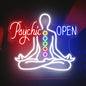 Psychic Open Neon Sign Charka Neon Light, Yoga Led Sign, Exercise Room Wall Decor, Buddha Lotus, Pilates Studio Art Meditation Room Wall Art Yoga Lover Gift, Psychic Chakras Healing Exercise, 20"*x17.3" - color: Psychic Open