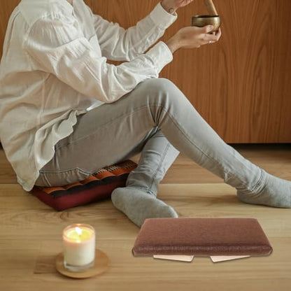 Hemoton Wooden Folding Meditation Stool Ergonomic Prayer Bench for Knee Support Compact Foldable Auxiliary Chair for Yoga and Mindfulness Practice