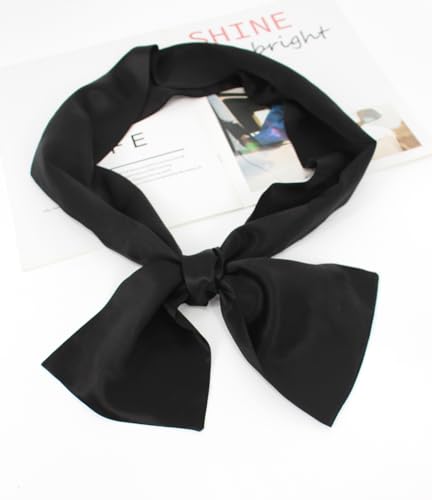 100% Silk Scarf for Women 59”*6.3” Long Shawls for Headscarf and Neck- Oblong Hair Wraps with Gift Packed - color: Solid Color-black