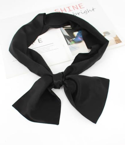 100% Silk Scarf for Women 59”*6.3” Long Shawls for Headscarf and Neck- Oblong Hair Wraps with Gift Packed - color: Solid Color-black