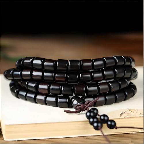 Zen Dear Unisex Natural Ebony Wood Buddhist Prayer Bead Necklace Bracelet Tibetan Prayer Mala Beaded Black - style: 08mm 108Bucket Beads