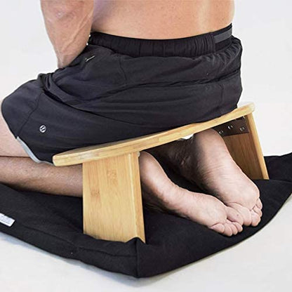 KRASS Meditation Bench with Carry Bag, Bamboo Finish, Low Seat, Kneeling Alternative to Meditation Cushion for Yoga, Prayer and Meditation,Collector88