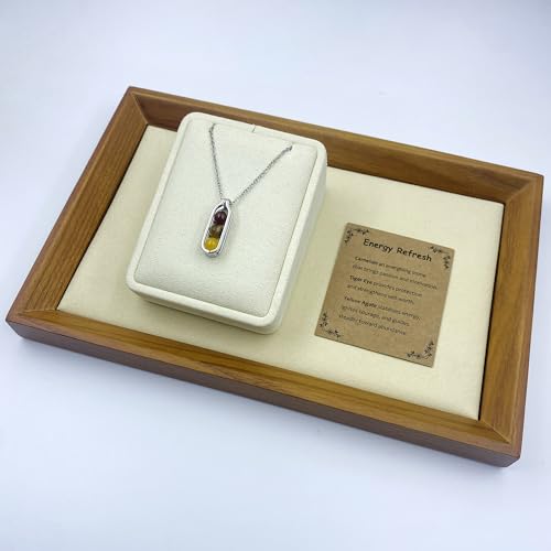 Natural Crystal Necklace Gift for New Beginnings, Crystals and Healing Stones Necklace for Anxiety Relief, Encourage Gift For Women, Mum, Natural Genuine Gemstone, Cheer Up - color: Gold, style: Energy Refresh
