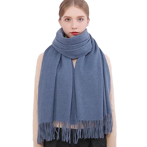 RIIQIICHY Winter Scarfs for Women Pashmina Shawls Wraps for Evening Dresses Large Warm Soft Scarves - color: Blue