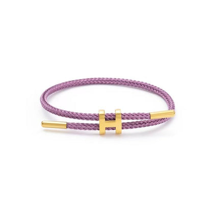 OSIRIDEH2 Bracelet with Adjustable Design Polished H Shape Buckle, Bracelets for Women, 18k Gold-plated Buckle Design Titanium Steel Wire Rope Women's Gift Jewelry - color: Purple Gold