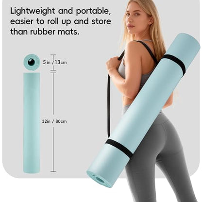Extra Wide Yoga Mat 72" x 32", 6mm Non Slip TPE Exercise Mat with Carrying Strap, Large Workout Mat for Yoga, Pilates, Stretching, HIIT & Home Gym - color: Mint Green