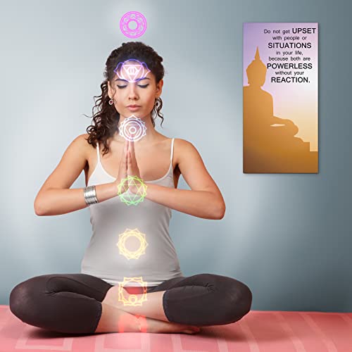 Blulu 2 Pcs Buddha Quote Decor Buddha Inspirational Quote Wall Art Meditation Room Chakra Decor Zen Wooden Hanging, Spiritual Gift for Home Yoga Living Room Women(at Peace) - style: At Peace