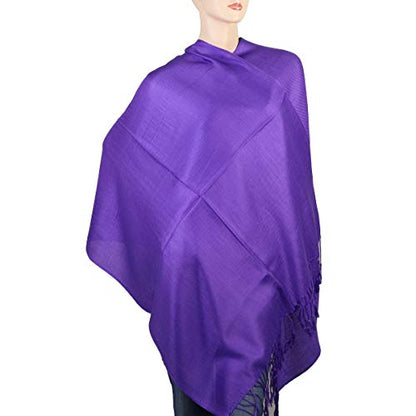 Falari Women's Soft Solid Color Pashmina Shawl Wrap Scarf, for Wedding, Bridesmaid Gifts, Evening Dress - color: Eggplant Purple