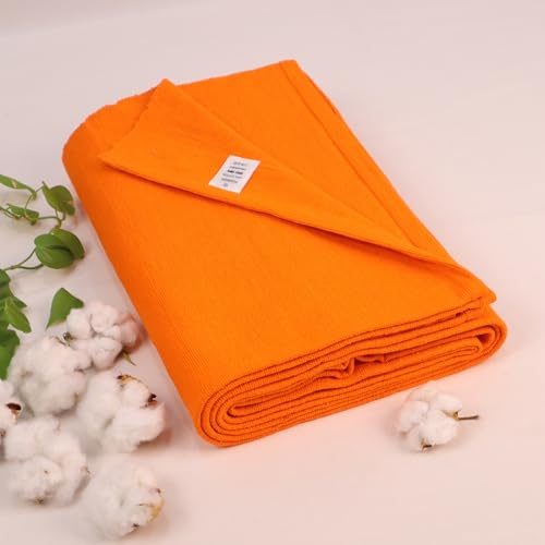 Yogikuti Iyengar Cotton Yoga Blanket Set of One – Thick Handwoven Yoga Blankets for Restorative Yoga, Meditation & Pranayama – Premium Cotton Yoga Blanket for Support & Comfort in Pranayama (Orange)