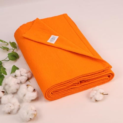 Yogikuti Iyengar Cotton Yoga Blanket Set of One – Thick Handwoven Yoga Blankets for Restorative Yoga, Meditation & Pranayama – Premium Cotton Yoga Blanket for Support & Comfort in Pranayama (Orange)