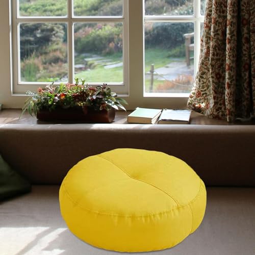 Round Floor Pillow Meditation Cushion for Sofa Bed, Adults Kids Office, Yellow