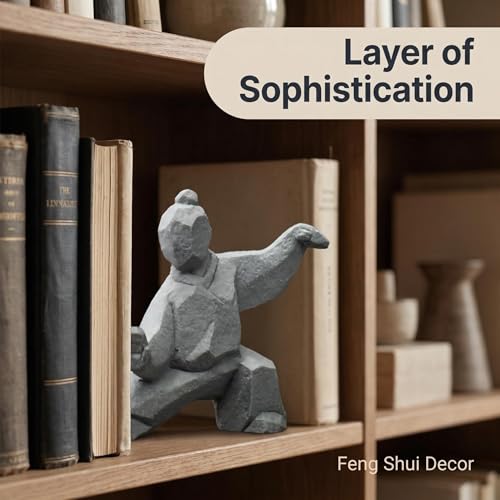 Stone Statue Decor for Home: 4.3" Tai Chi Sculpture Feng Shui Gift for Meditation Zen– Handcrafted Figurine Decoration for Desk Bookshelf Fish Tank (B Style)